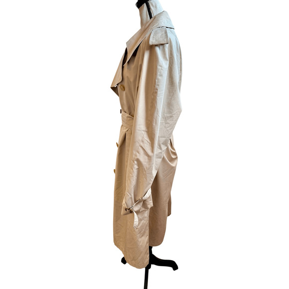 AQUASCUTUM Aqua 5 Tan Beige Belted Long Trench Coat Men’s Size Large - Picture 5 of 12